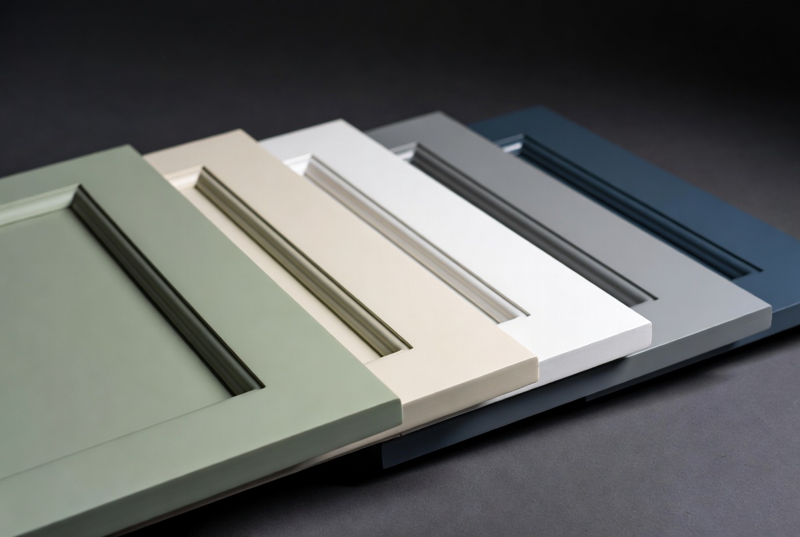 Cabinet door samples in five finishes