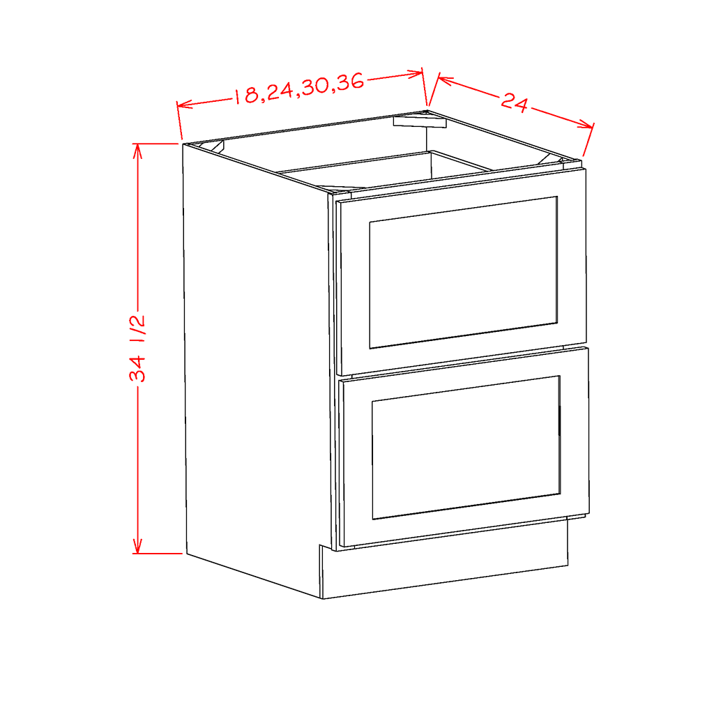 2 Drawer Base Cabinet